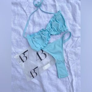 437 bikini set. Baby blue. Top and bottoms both size Medium.